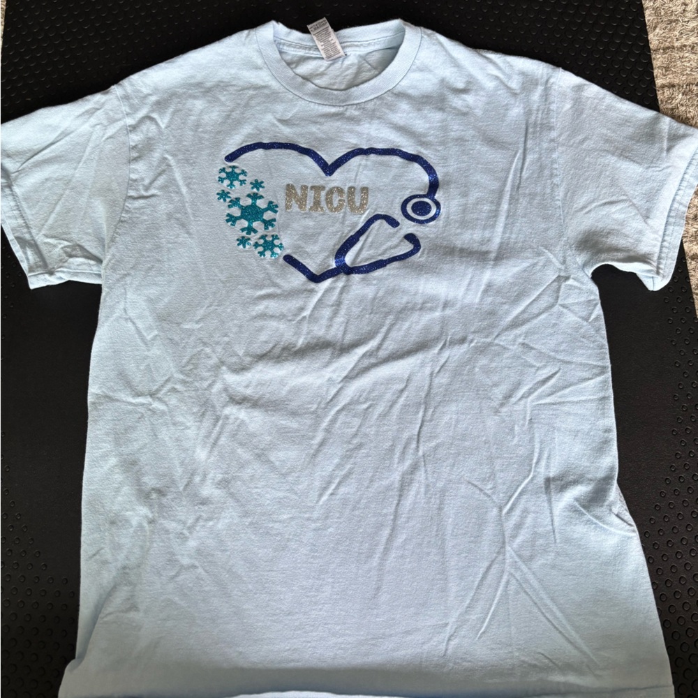 Gildan Blue Short Sleeve Tee with Graphic Design